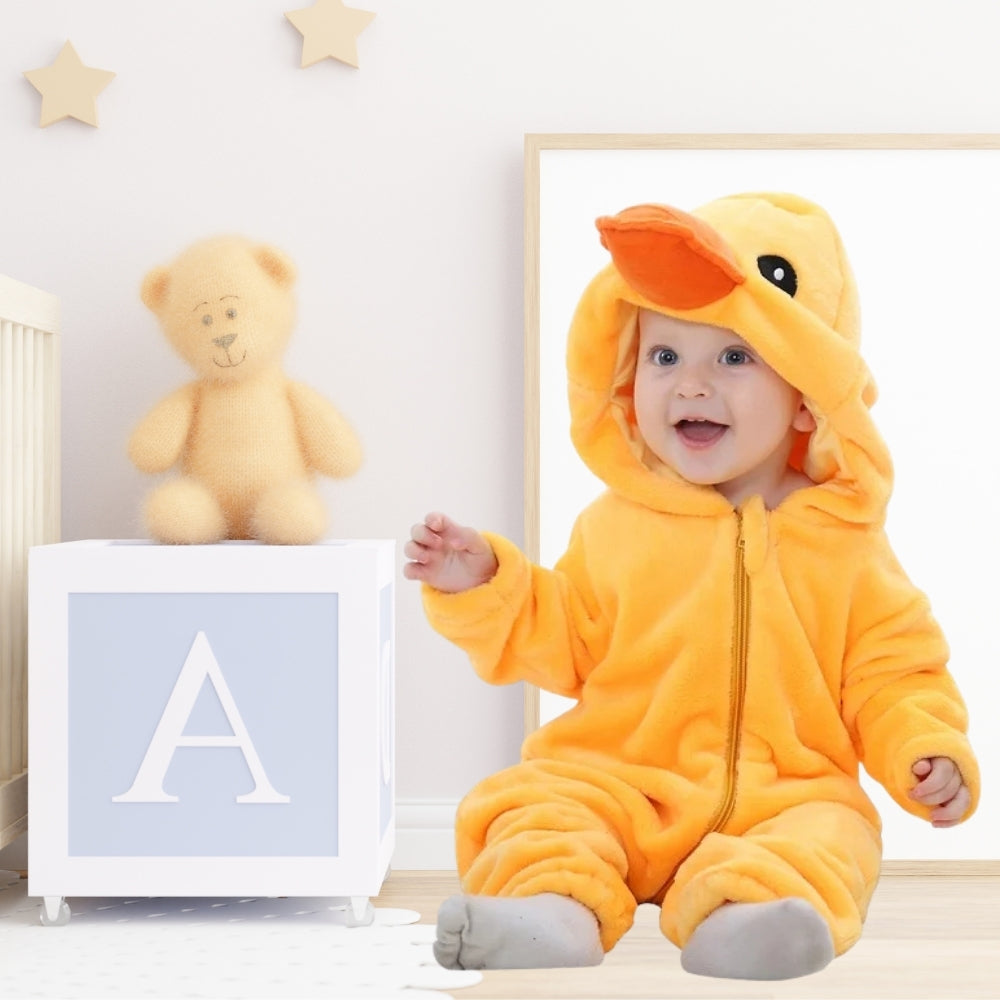 combinaison-bebe-hiver-canard-jaune-mignon-protection