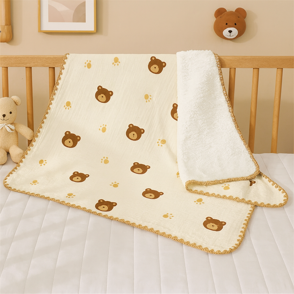 couverture-bébé-beige-avec-oursons-bruns-polaire-double-face