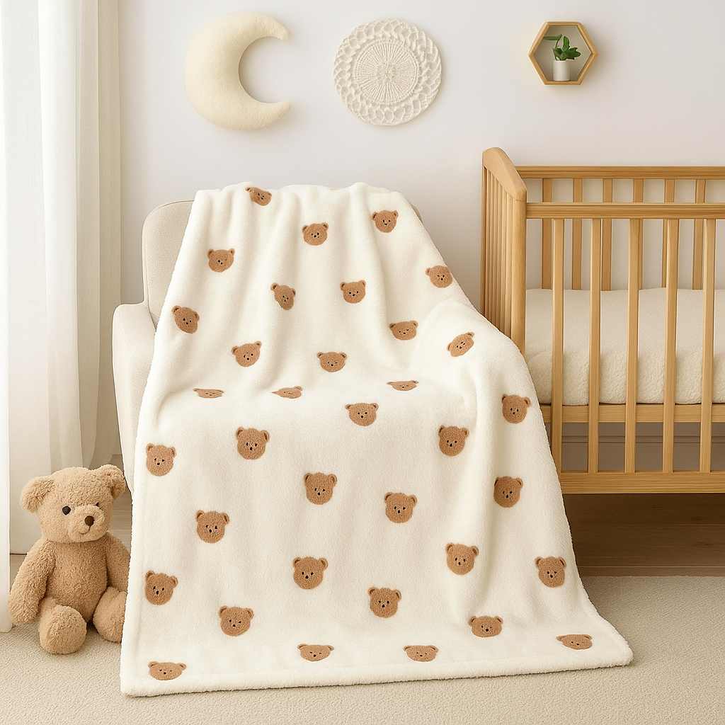 couverture-bebe-grande-taille-blanc-avec-ourson-décoratif