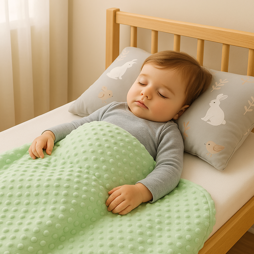 couverture-bebe-vert-clair-en-polyester-doux