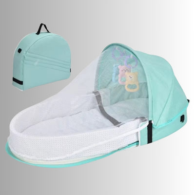 lit-de-voyage-bebe-vert-clair-pliable