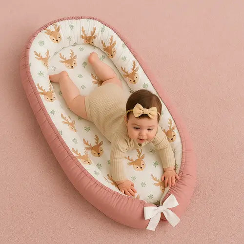 reducteur-de-lit-pour-filles-motif-cerfs-rose-blanc