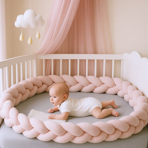 tour-de-lit-tresse-rose-sécurité-pour-bébé