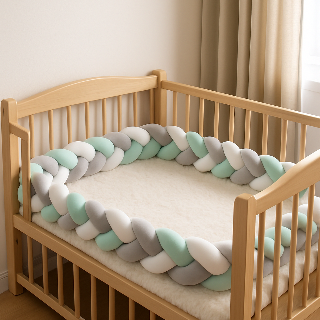 tresse-de-lit-blanc-gris-vert-decoration-berceau-bebe
