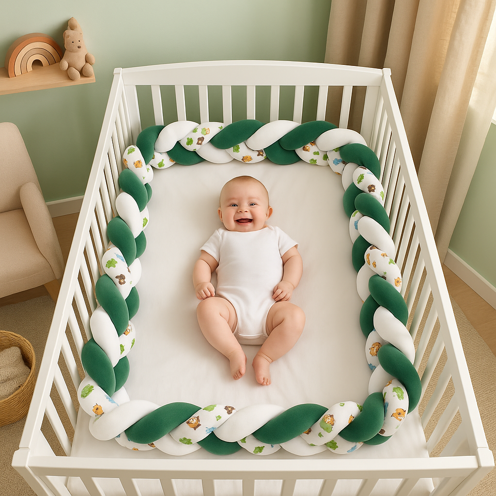 TRESSE DE LIT | Blanc Vert - Motifs Jungle