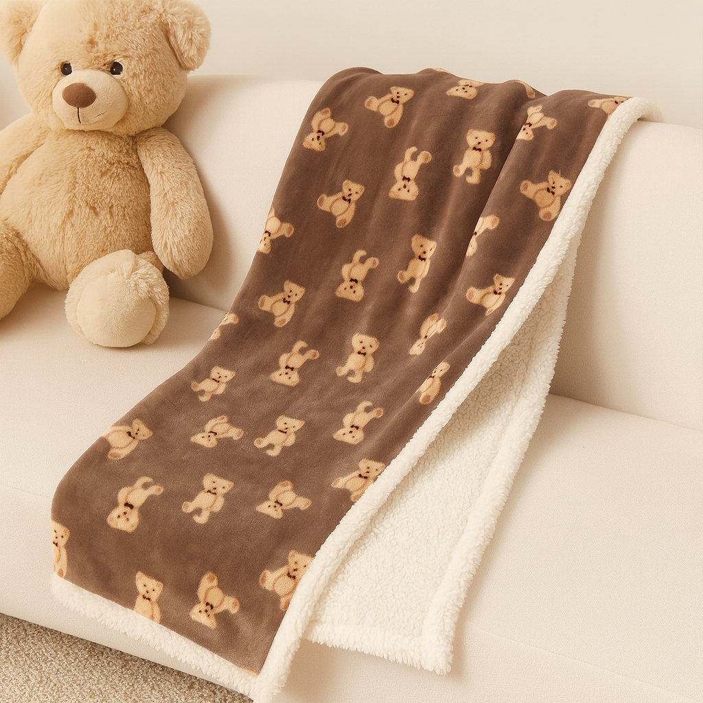 couverture-bebe-flanelle-brun-ourson-beige
