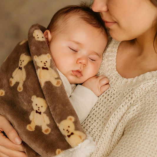 couverture-bebe-flanelle-imprimes-ourson-beige