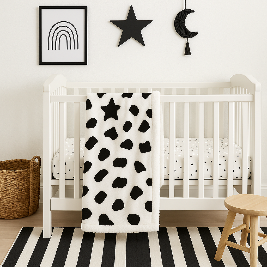 couverture-bebe-flanelle-taches-noires-vache