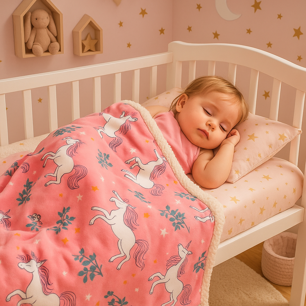couverture-bébé-rose-avec-licorne-idéal-pour-sommeil
