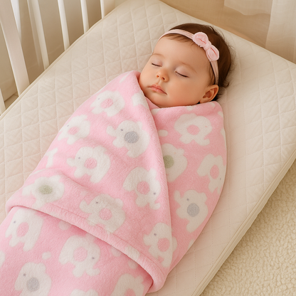 couverture-bebe-rose-imprimes-elephants