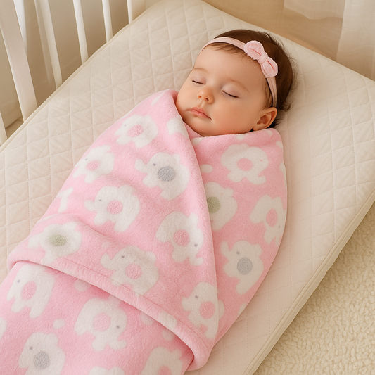 couverture-bebe-rose-imprimes-elephants