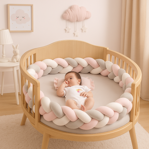 tour-de-lit-tresse-rose-gris-blanc-pour-bebe-fille-sommeil-sur