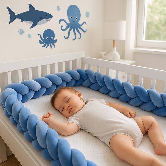 tresse-de-lit-bleu-marine-pour-lit-bébé-protection